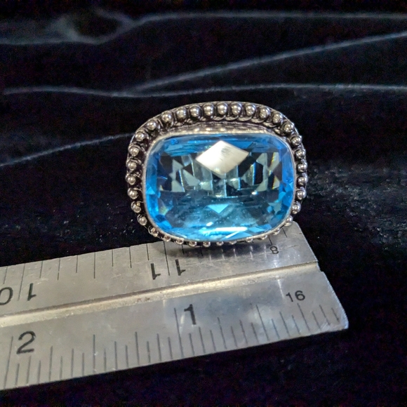 SOLD! Handcrafted Blue Topaz Boho Ring (Lab created) - Picture 8 of 16